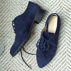 Navy Suede Nine West Lilianne Oxford Shoes